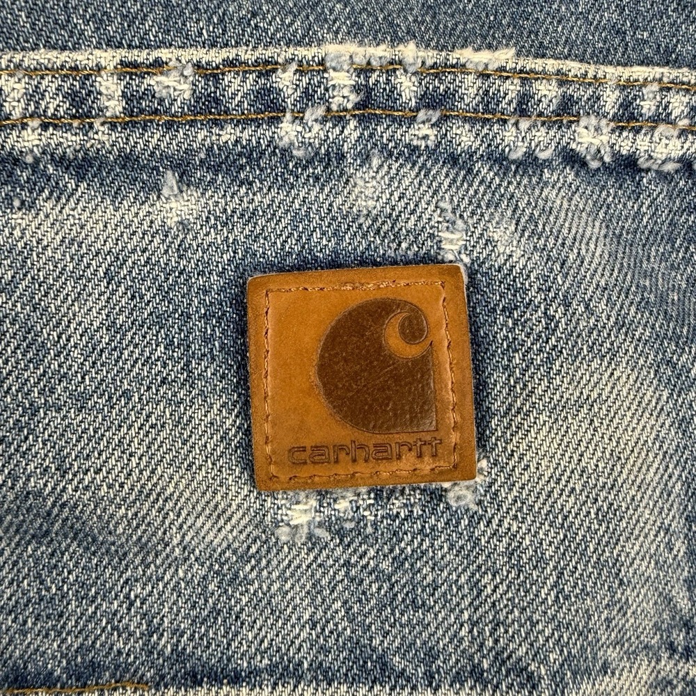 Vintage Carhartt Pants Mens 31x31 Light Wash Double Knee Rivets B73 Distressed - Picture 11 of 16
